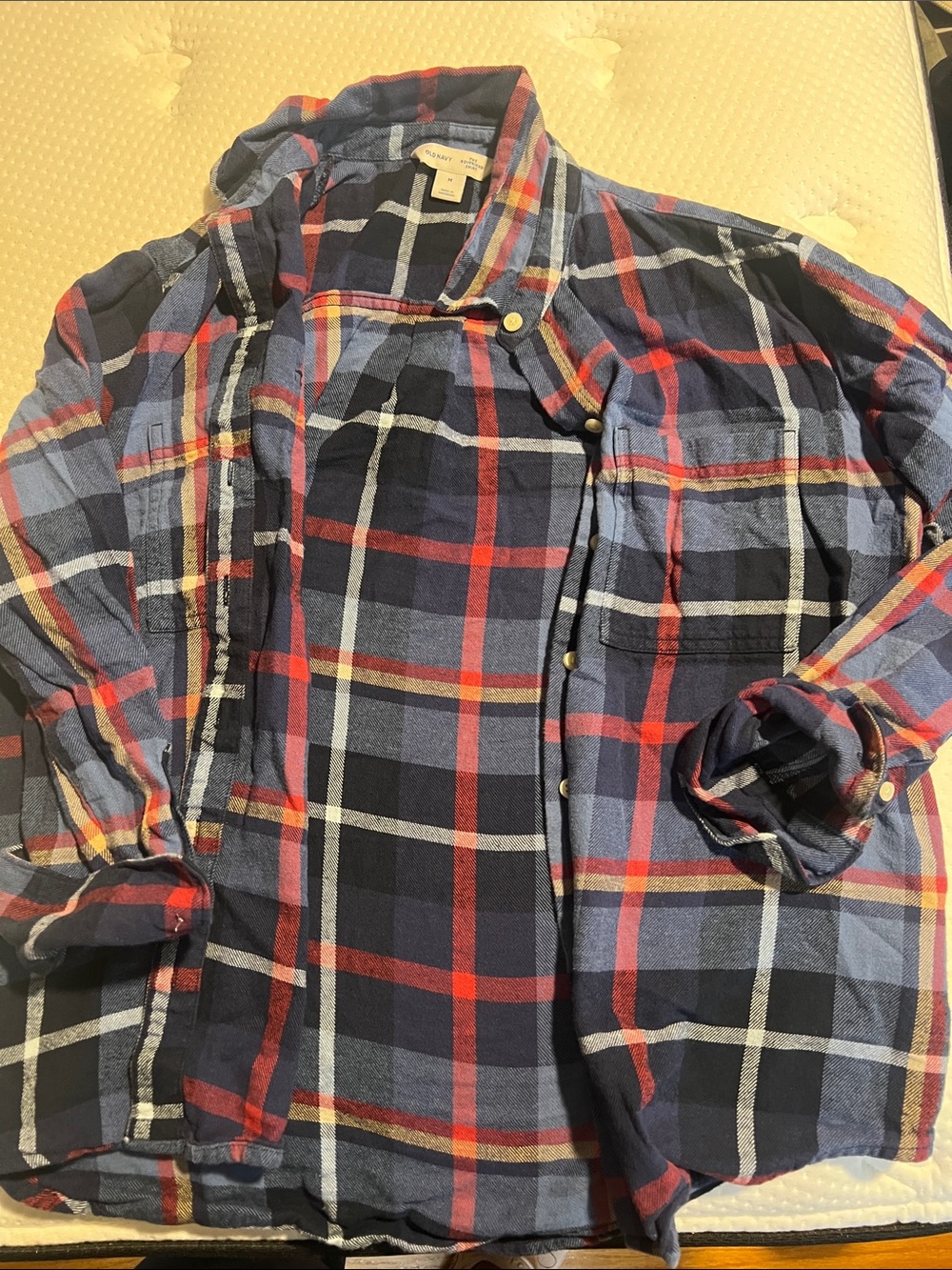 Women’s Blue and Red Plaid Button-Up Shirt